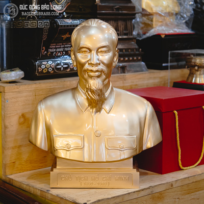 Tượng Bán Thân Bác Hồ Bằng Đồng Đỏ Cao 45Cm