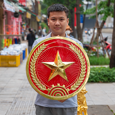 Logo Ngành Quân Đội Bằng Đồng ĐK 51Cm