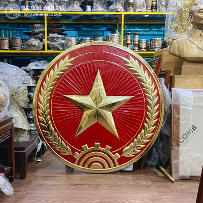 Logo Ngành Quân Đội Bằng Đồng Vàng ĐK 1m1