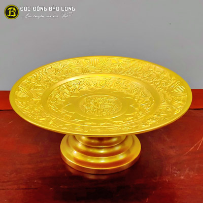 Mâm Bồng Bằng Đồng Thau Dát Vàng 9999 ĐK 30cm
