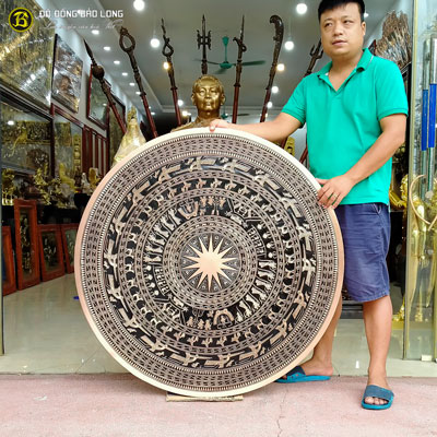 Mặt trống đồng đúc thủ công bằng đồng đỏ thanh khiết