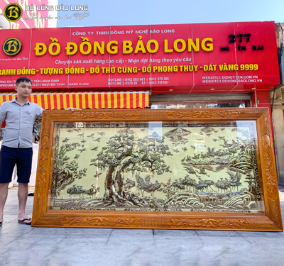 Tranh Bách Hạc Quần Tùng cạo nền xước 2m55 x 1m27