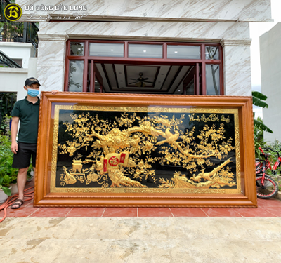 Tranh Vinh Hoa Phú Quý bằng đồng mạ vàng 2m86 x 1m5