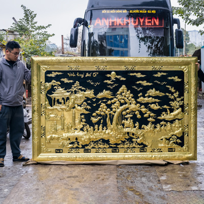 Tranh Đồng Vinh Quy Bái Tổ Khung Liền Đồng Khổ 2m37 x 1m5