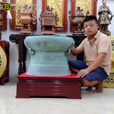 Trống Đồng Đông Sơn ĐK 60cm Màu Xanh Giả Cổ