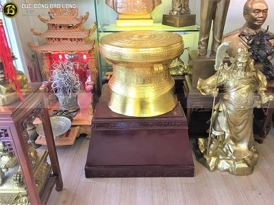 Trống Đồng Ngọc Lũ Đường kính 60cm Dát vàng 9999