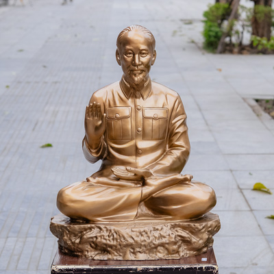 Tượng Bác Hồ Ngồi Thiền Bệ Đá Bằng Đồng Đỏ Cao 55Cm