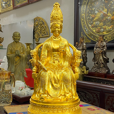 Tượng Đồng Mẫu Cửu Trùng Thiên Dát Vàng 24K Cao 69Cm