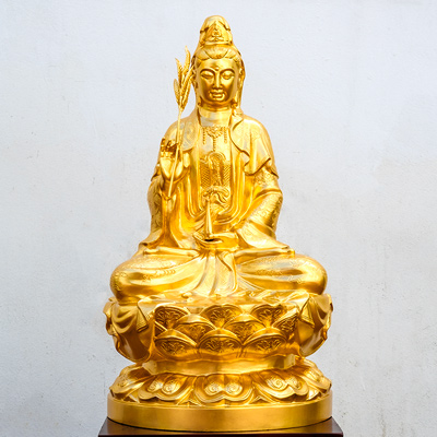 Tượng Đồng Phật Quan Âm Bằng Đồng Đỏ Cao 61Cm Dát Vàng 24K