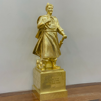 Tượng Hưng Đạo Vương Trần Quốc Tuấn Bằng Đồng Vàng Katut Cao 61Cm